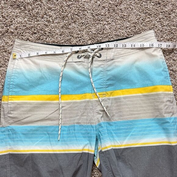 Rip Curl Gray, Blue & Yellow Striped Board Shorts - Picture 4 of 8